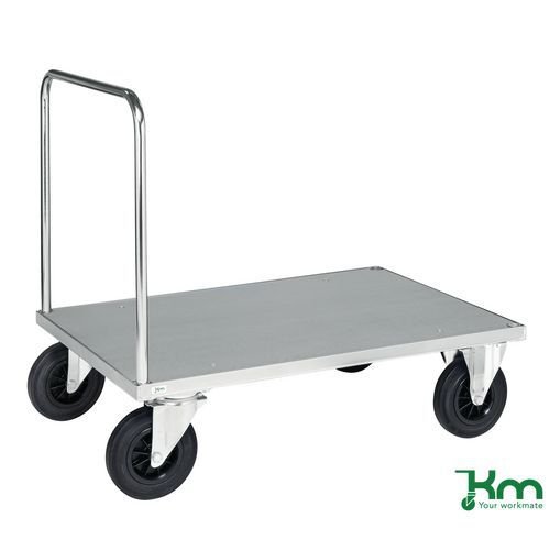 Konga heavy duty galvanised platform trolley, single handle, braked