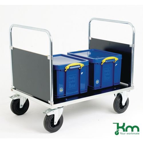 Konga heavy duty zinc plated double-ended platform truck, braked