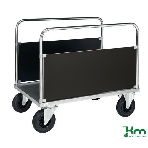 Konga heavy duty galvanised platform truck, double sided - braked