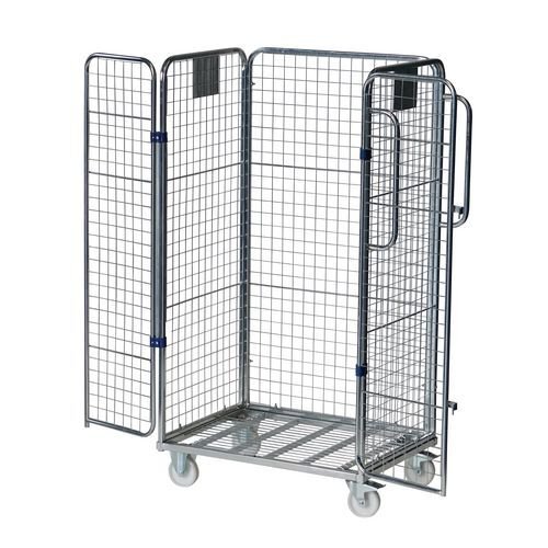 Order picking and stock trolley with double doors