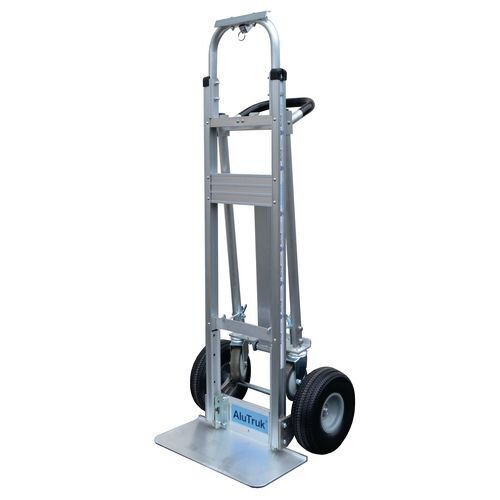 3-in-1 Convertible aluminium sack truck, with long flatbed