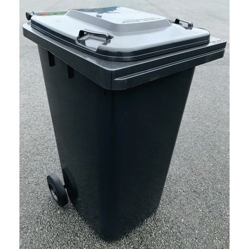 Recycling wheelie bins with grey body and choice of 4 coloured lids