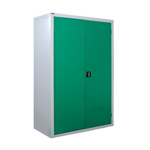 Steel workplace cupboards with coloured doors