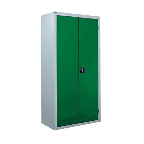 Steel workplace cupboards with coloured doors