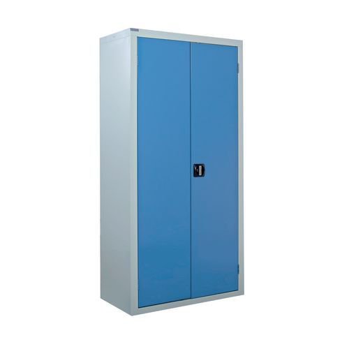 Steel workplace cupboards with coloured doors