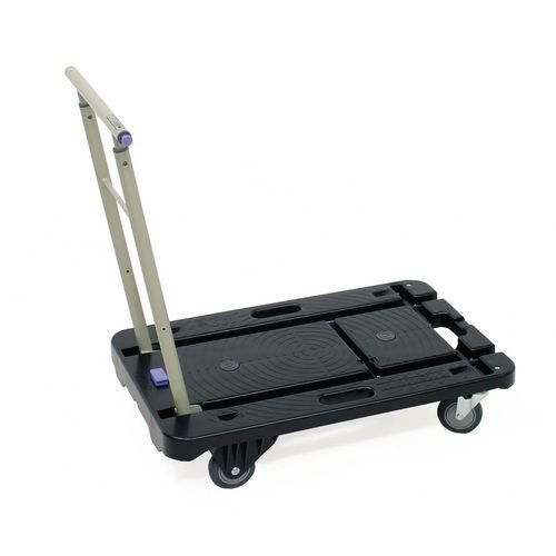 Silentmaster® plastic platform truck with telescopic folding handle
