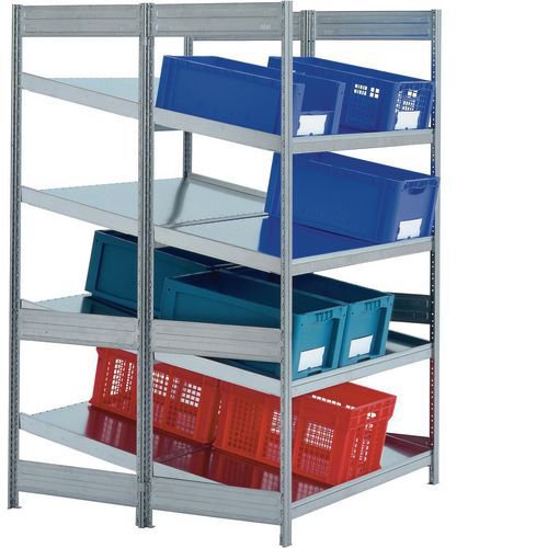 Kanban shelving - rear and front shelf inclined