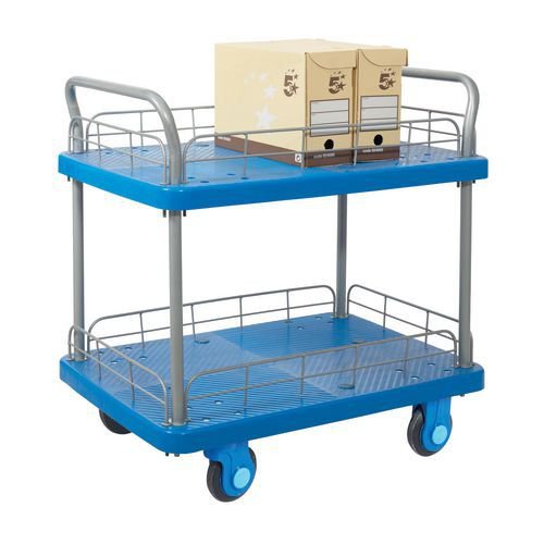 Proplaz® plastic shelf trolleys, 2 shelves with silent castors