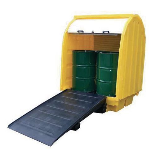 Ramp for hard covered sump pallet