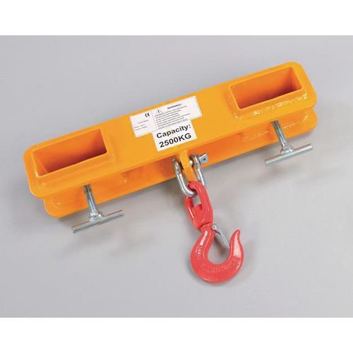 Forklift truck mounted crane hooks