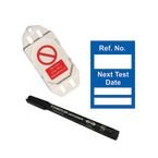 Next Test Mini Tag Insert Kit- Blue (20 Assettag Holders, 40 Inserts, 1 Pen)