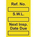 Safe Working Load Minitag Insert - Yellow (pack of 20)