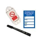 Pat Testing Mini Tag Insert Kit- Blue (20 Assettag Holders, 40 Inserts, 1 Pen)