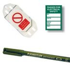 Pat Testing Mini Tag Insert Kit- Green (20 Assettag Holders, 40 Inserts, 1 Pen)