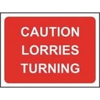 1050 X 750 mm Temporary Sign& Frame - Caution Lorries Turning