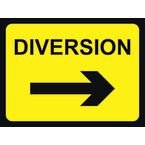 1050 X 750 mm Temporary Sign& Frame - Diversion (arrow Right)