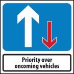 600 X 600 mm Temporary Sign& Frame - Priority to Oncoming Vehicles