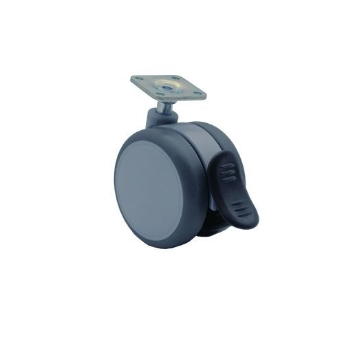 Furniture Castor, 65mm Dia., Thermplastic Rubber Tyre, Braked - 5925Uji065L51-10 Dom 23 (38X38/10 Plate Fitting)