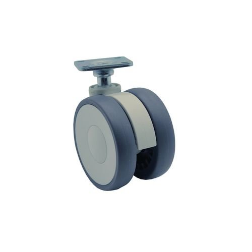 Twin Castor, 75mm Dia., Polyurethane Tyre, - 5920Uap075L51-10 Ral 9002  (38X38/10 Plate Fitting)