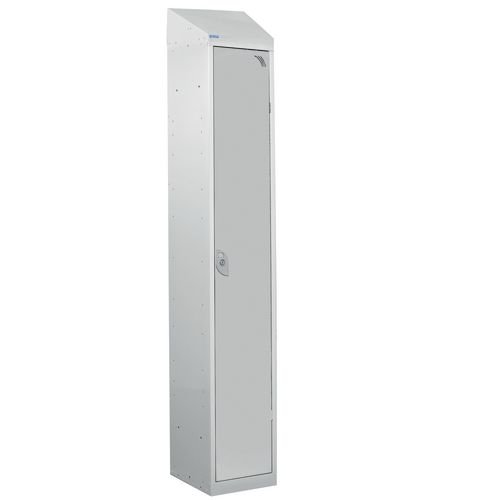 Steel Splash Locker With Sloping Top 1800.300.450 - 1 Compartment - Light Grey Door