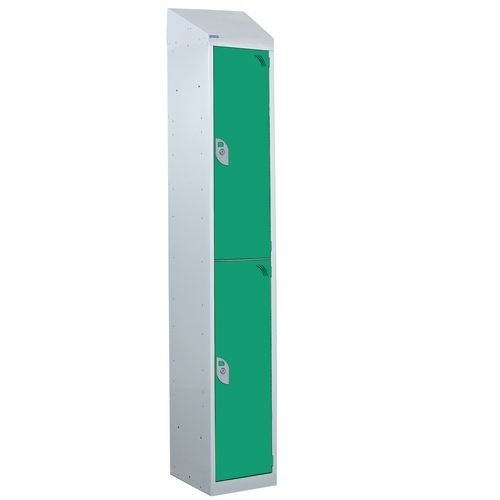Steel Splash Locker With Sloping Top 1800.300.450 - 2 Compartments - Green Doors