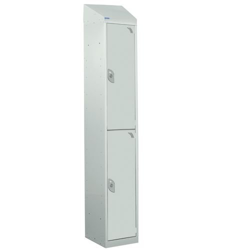 Steel Splash Locker With Sloping Top 1800.300.450 - 2 Compartments - Light Grey Doors