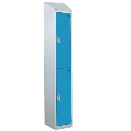 Steel Splash Locker With Sloping Top 1800.300.450 - 2 Compartments - Light Blue Doors