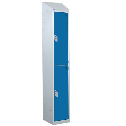 Steel Splash Locker With Sloping Top 1800.300.450 - 2 Compartments - Blue Doors