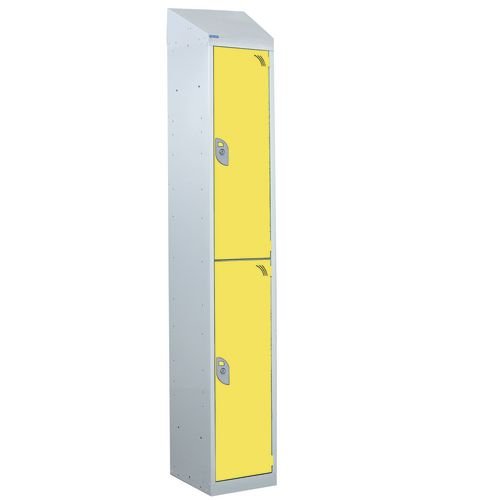 Steel Splash Locker With Sloping Top 1800.300.450 - 2 Compartments - Yellow Doors