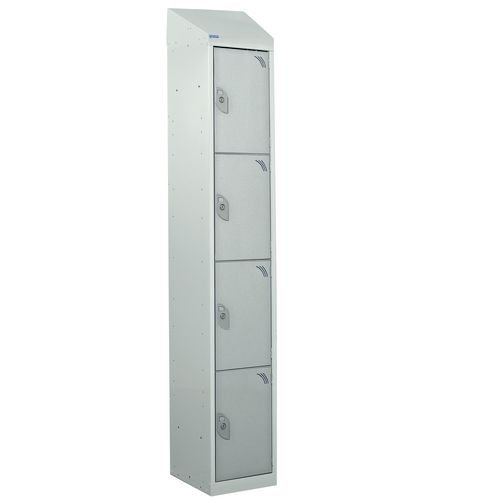 Steel Splash Locker With Sloping Top 1800.300.450 - 4 Compartments - Ligh Tgrey Doors