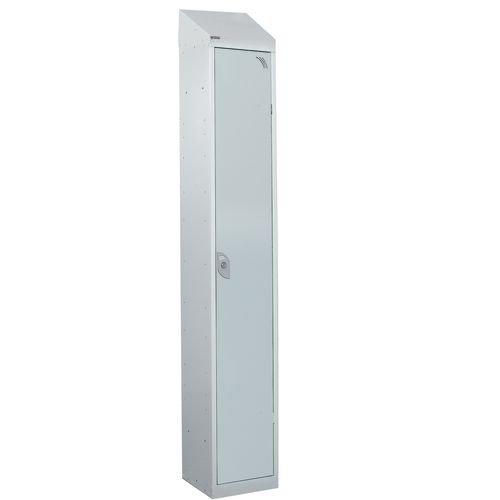 Steel Splash Locker With Sloping Top 1800.300.300 - 1 Compartment - Light Grey Door