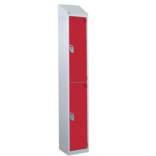Steel Splash Locker With Sloping Top 1800.300.300 - 2 Compartments - Red Doors
