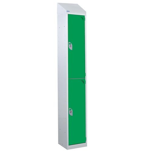 Steel Splash Locker With Sloping Top 1800.300.300 - 2 Compartments - Green Doors