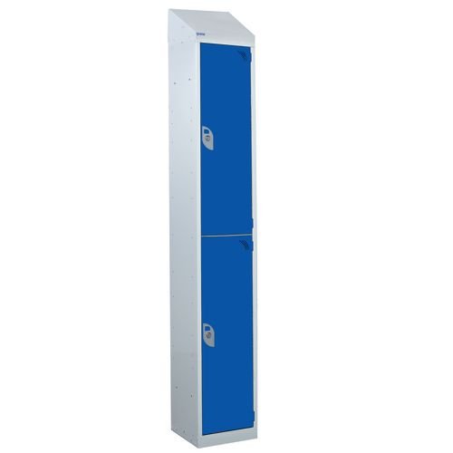 Steel Splash Locker With Sloping Top 1800.300.300 - 2 Compartments - Blue Doors