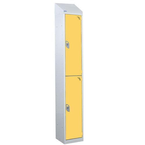 Steel Splash Locker With Sloping Top 1800.300.300 - 2 Compartments - Yellow Doors