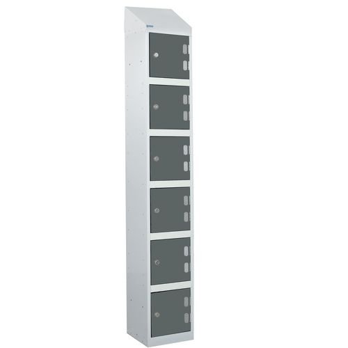 Laminate Splash Door Lockers With Sloping Top - 6 Compartment - Graphite Grey Doors
