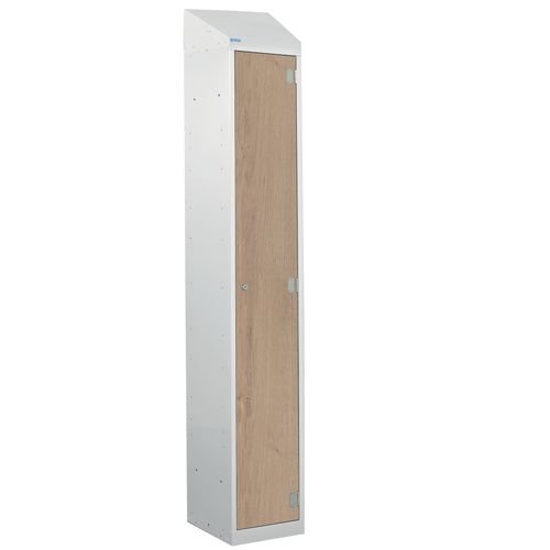 Laminate Splash Door Lockers With Sloping Top - 1 Compartment - Oak Door