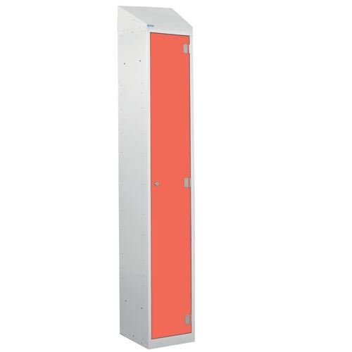 Laminate Splash Door Lockers With Sloping Top - 1 Compartment - Spectrum Red Door