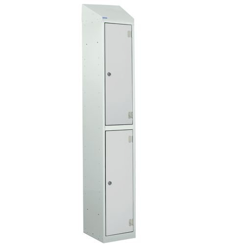 Laminate Splash Door Lockers With Sloping Top - 2 Compartment - Light Grey Doors