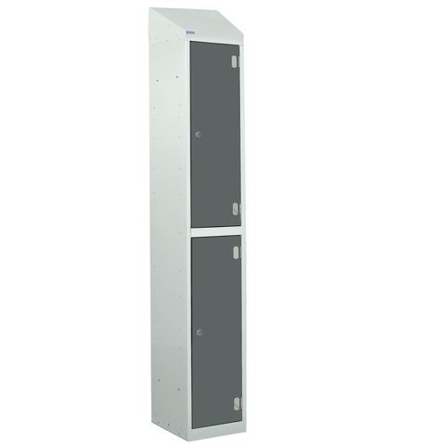 Laminate Splash Door Lockers With Sloping Top - 2 Compartment - Graphite Grey Doors