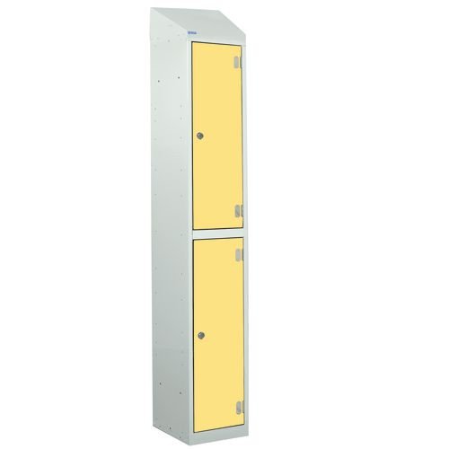 Laminate Splash Door Lockers With Sloping Top - 2 Compartment - Spectrum Yellow Doors