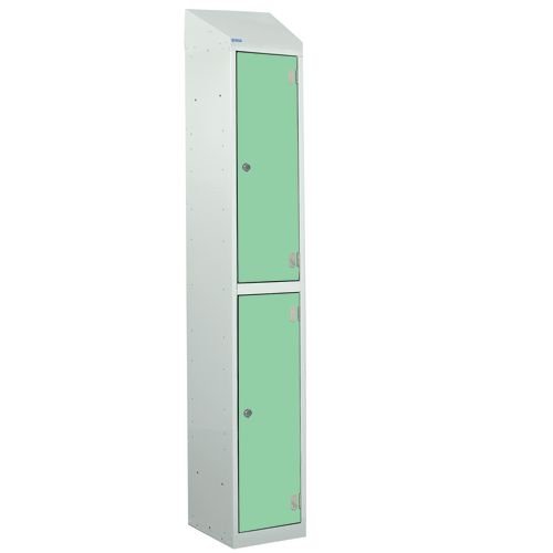 Laminate Splash Door Lockers With Sloping Top - 2 Compartment - Vibrant Green Doors