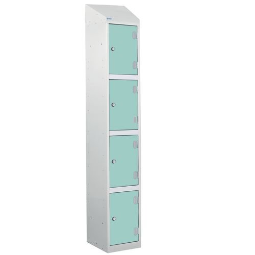 Laminate Splash Door Locker With Sloping Top - 4 Compartment - Aquamarine Doors
