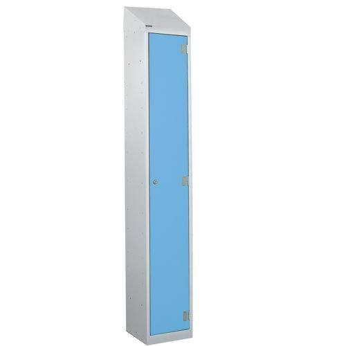 Laminate Splash Door Lockers With Sloping Top - 1 Compartment - Campanula Blue Door