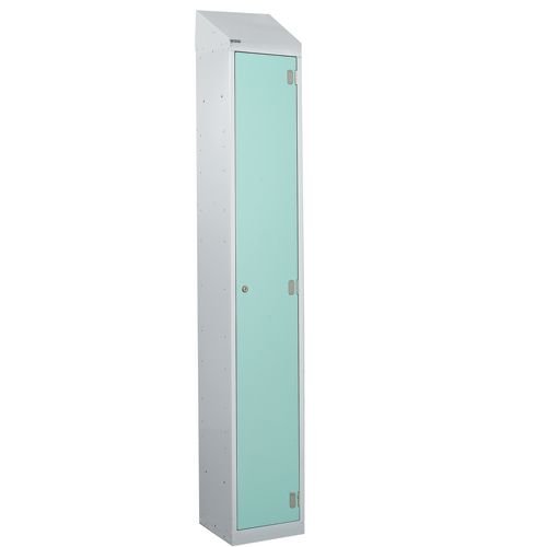 Laminate Splash Door Lockers With Sloping Top - 1 Compartment - Aquamarine Door