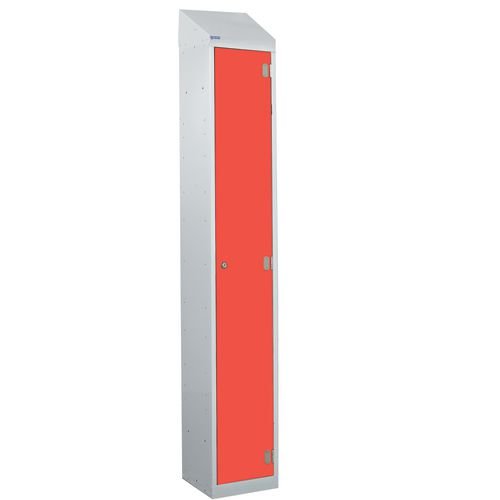 Laminate Splash Door Lockers With Sloping Top - 1 Compartment - Spectrum Red Door