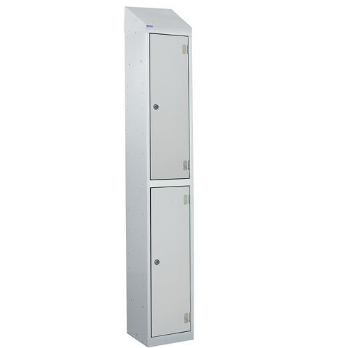 Laminate Splash Door Lockers With Sloping Top - 2 Compartment - Light Grey Doors