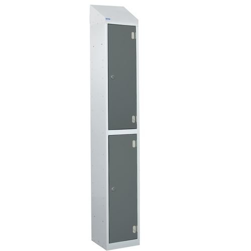 Laminate Splash Door Lockers With Sloping Top - 2 Compartment - Graphite Grey Doors