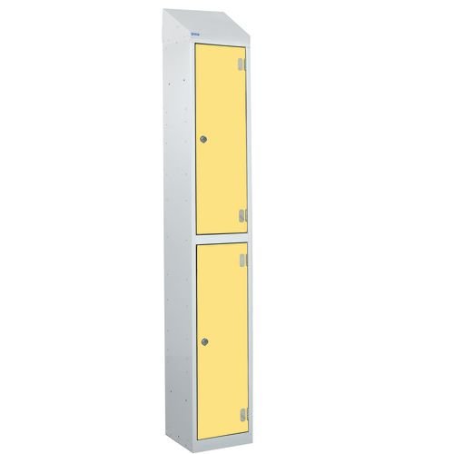 Laminate Splash Door Lockers With Sloping Top - 2 Compartment - Spectrum Yellow Doors