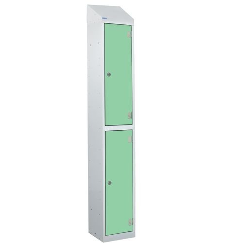 Laminate Splash Door Lockers With Sloping Top - 2 Compartment - Vibrant Green Doors